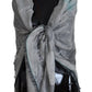 Gray Print Shawl Foulard Fringes Scarf