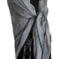 Gray Print Shawl Foulard Fringes Scarf