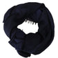 Dark Blue Wool Neck Wrap Shawl Fringes Scarf