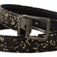 Elegant Italian Leather Belt with Crown Detail