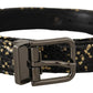 Elegant Italian Leather Belt with Crown Detail