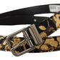 Multicolor Leather Belt with Black Buckle