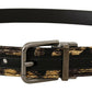 Multicolor Leather Belt with Black Buckle