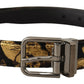 Multicolor Leather Belt with Black Buckle