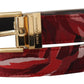 Red Multicolor Leather Belt with Gold-Tone Buckle