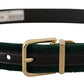 Emerald Velvet Designer Belt with Golden Buckle