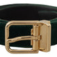 Emerald Velvet Designer Belt with Golden Buckle