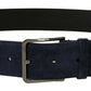 Navy Elegance Velvet Leather Belt