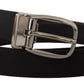 Elegant Grosgrain Leather Belt with Silver Buckle