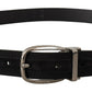 Elegant Grosgrain Leather Belt with Silver Buckle