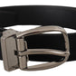 Elegant Grosgrain Leather Belt with Silver Buckle