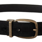 Elegant Grosgrain Leather Belt - Black