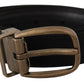 Elegant Grosgrain Leather Belt - Black