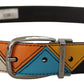 Elegant Multicolor Leather Belt with Silver Buckle