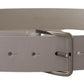 Elegant White Vitello Leather Belt