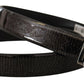 Elegant Black Leather Belt with Silver Buckle