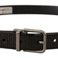 Elegant Black Leather Belt with Silver Buckle