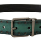 Elegant Leather Belt with Silver Tone Buckle