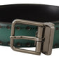 Elegant Leather Belt with Silver Tone Buckle