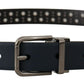 Elegant Navy Blue Leather Belt