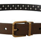 Elegant Brown Leather Belt with Golden Buckle