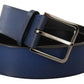 Elegant Italian Leather Belt in Blue