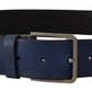 Elegant Blue Leather Belt with Silver Buckle