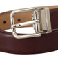 Elegant Leather Belt with Silver Tone Buckle