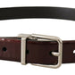 Elegant Dark Brown Patent Leather Belt