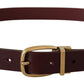 Elegant Brown Leather Belt with Gold Buckle