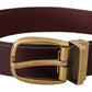 Elegant Brown Leather Belt with Gold Buckle