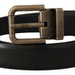 Elegant Black Calf Leather Belt