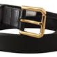 Elegant Leather Belt with Metal Buckle