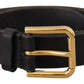 Elegant Leather Belt with Metal Buckle