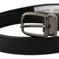 Elegant Black Leather Belt with Metal Buckle