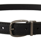 Elegant Black Leather Belt with Metal Buckle