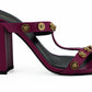 Elegant Purple Calf Leather High Sandals