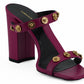 Elegant Purple Calf Leather High Sandals