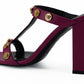 Elegant Purple Calf Leather High Sandals