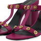 Elegant Purple Calf Leather High Sandals