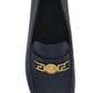 Elegant Navy Blue Calf Leather Loafers