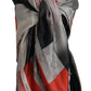 Gray Red Shawl Foulard Wrap Scarf