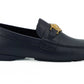 Elegant Navy Blue Calf Leather Loafers