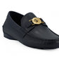 Elegant Navy Blue Calf Leather Loafers