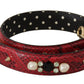 Red Exotic Leather Crystals Bag Shoulder Strap