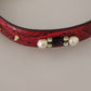 Red Exotic Leather Crystals Bag Shoulder Strap