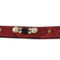 Red Exotic Leather Crystals Bag Shoulder Strap