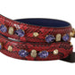 Red Exotic Leather Crystals Bag Shoulder Strap