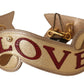 Gold Leather LOVE Patch Bag Shoulder Strap