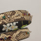 Beige Exotic Leather Crystals Reversible Shoulder Strap